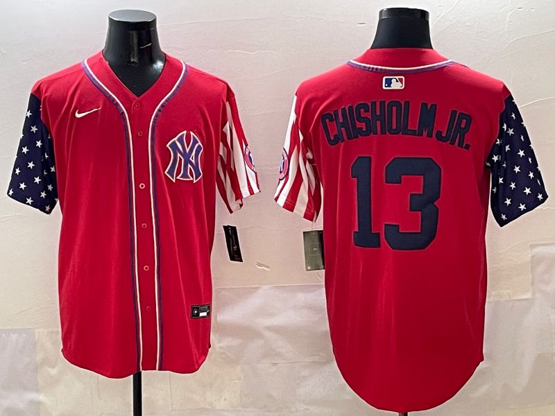 Men New York Yankees #13 Chisholm jr Red a generation of national flags Jointly Name 2025 Nike MLB Jersey style 1